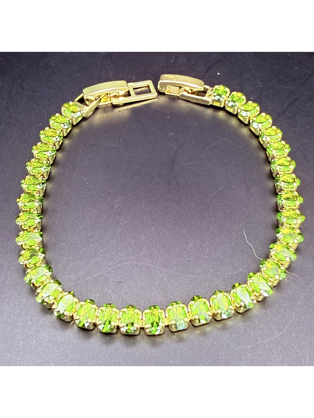 candy+clover lime peridot oval gold tone tennis bracelet